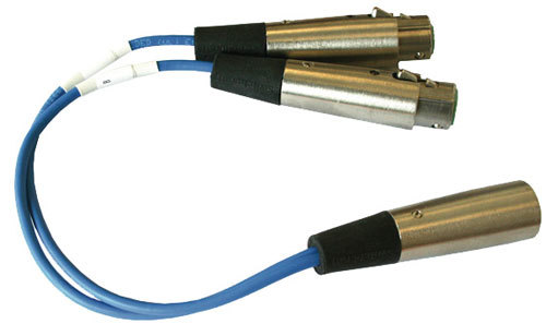 YC-36 2 CH. BELTPACK ADAPTER:  THREE-PIN TO SIX-PIN ADAPTER COMBINES TWO SINGLE-CHANNEL THREE-PIN CABLES